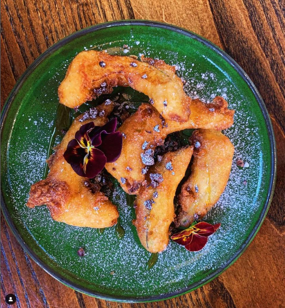 The squash tempura with hot honey and cocoa nibs at Nolia Kitchen, in Over-the-Rhine.