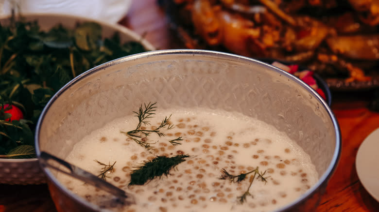 Yogurt drink with dill