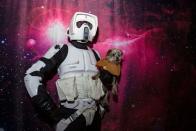 <p>A Stormtrooper and an Ewok</p>