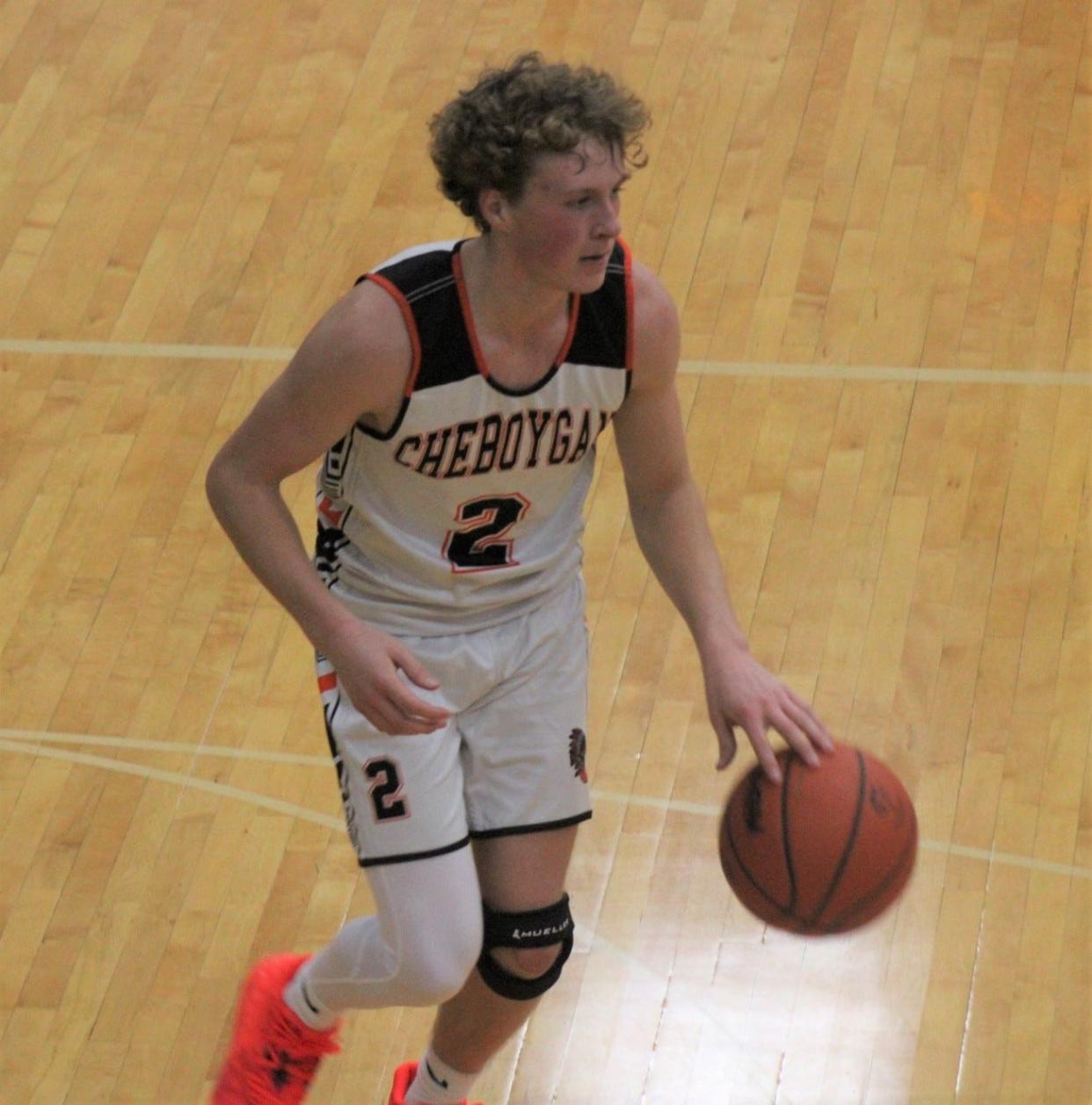 Cheboygan senior guard Connor Gibbons made a career-high eight 3-pointers and finished with a career-high 26 points to help spark the Chiefs in a victory at East Jordan on Thursday.