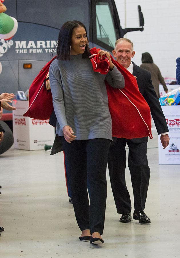 Michelle Obama donated toys for the Marine Corps Reserve Toys for Tots Campaign