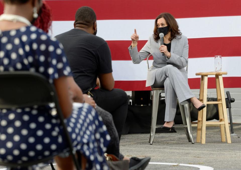 Democratic Vice Presidential Nominee Kamala Harris Campaigns In Raleigh