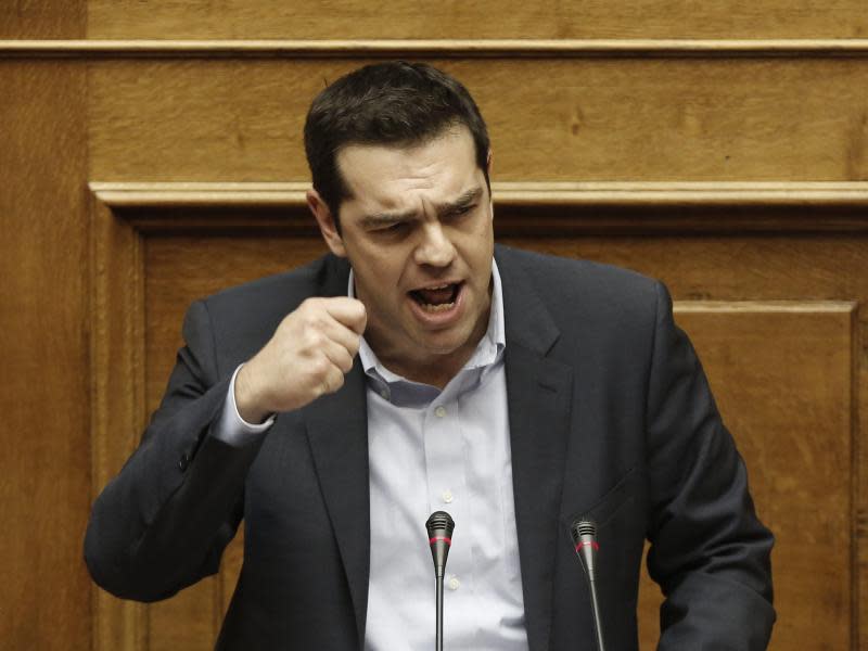 Griechenlands Regierungschef Alxis Tsipras bei einer Rede im Parlament in Athen (Foto: dpa)