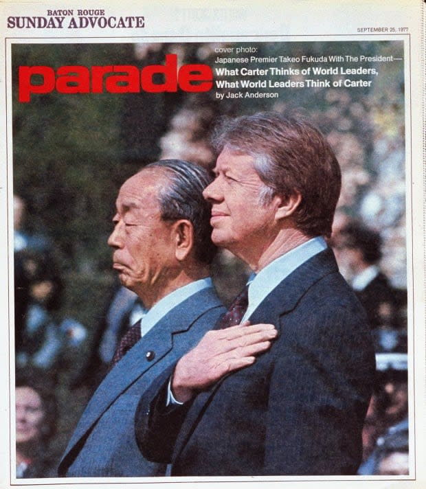 <p>On the Sept. 25, 1977 cover, Japanese Premier Takeo Fukuda stands with former president Carter.</p>