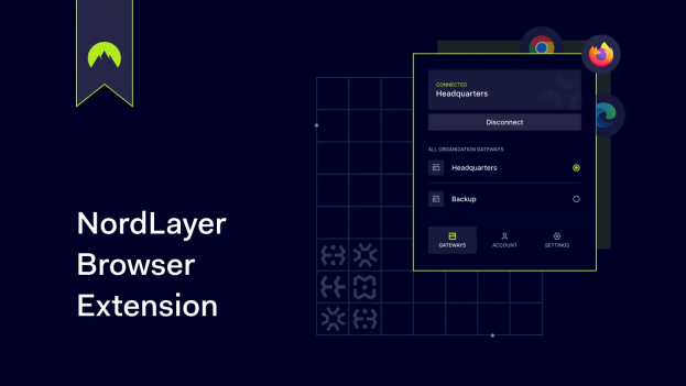 NordLayer browser extension on screen