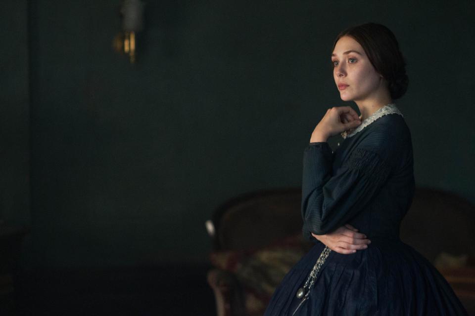 This photo released by Roadside Attractions shows Elizabeth Olsen, as Therese Raquin, in director and screenwriter, Charlie Stratton's film, "In Secret." The story is based on Emile Zola's novel, "Therese Raquin." (AP Photo/Roadside Attractions, Phil Bray)