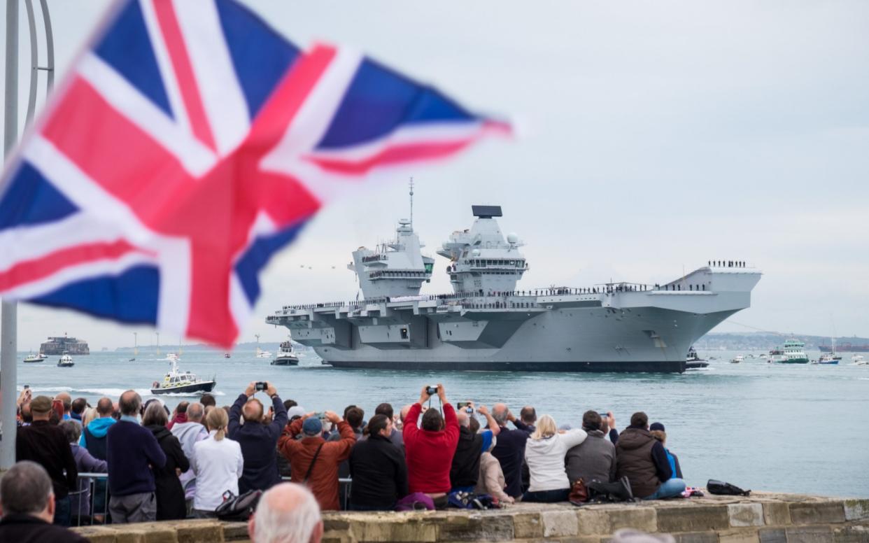 HMS Queen Elizabeth arrives in Portsmouth - London News Pictures Ltd