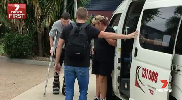 Chris Porter leaves a Queensland hospital. Source: 7News