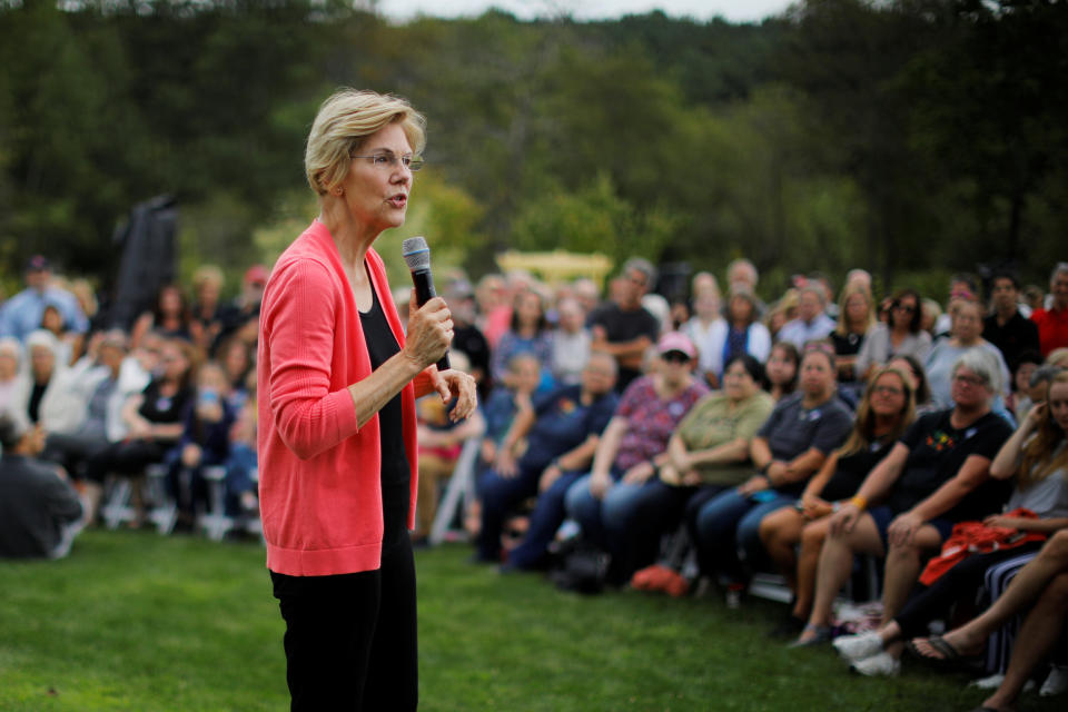 Sen. Elizabeth Warren of Massachusetts said her history as a "fighter" would make her a strong competitor to take on President Donald Trump in the general election. (Photo: Brian Snyder / Reuters)