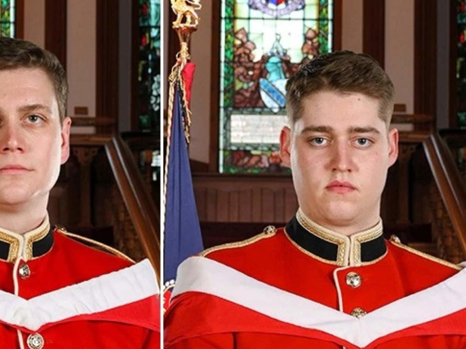 From left to right, Officer Cadets Jack Hogarth, Andrei Honciu, Broden Murphy and Andrés Salek were identified as the victims in an incident on the Royal Military College campus in Kingston, Ont., on Friday, April 29, 2022.  (Department of National Defence - image credit)