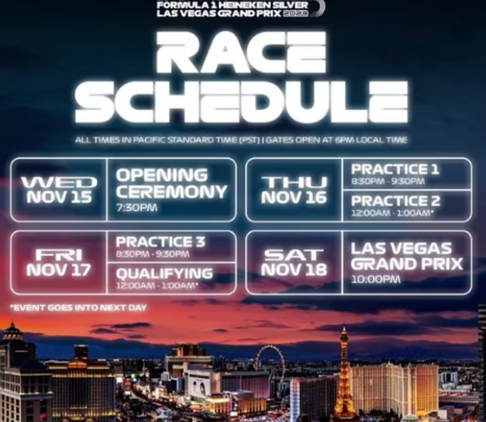 The schedule for the Las Vegas Grand Prix has been confirmed (F1 Las Vegas Grand Prix)
