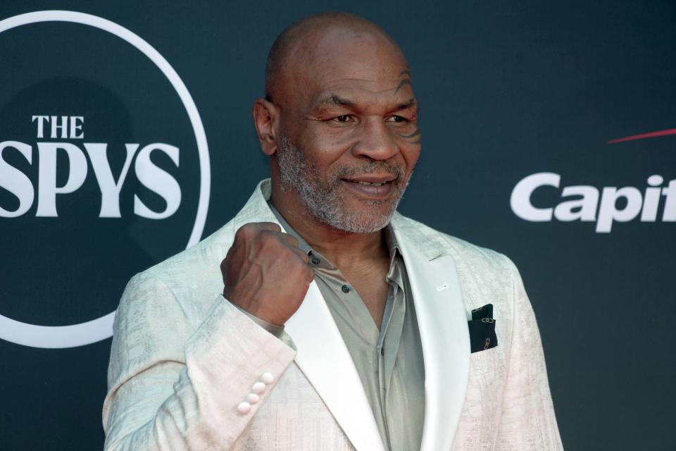 Mike Tyson arrives on the red carpet before the 2023 ESPYS.