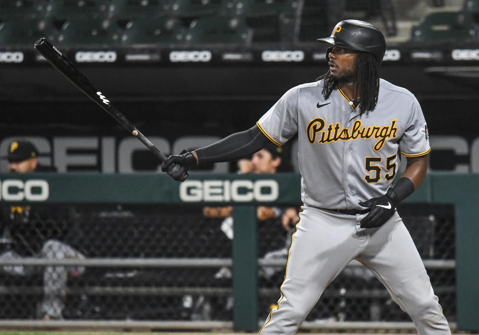 Pittsburgh Pirates infielder Josh Bell at the plate.