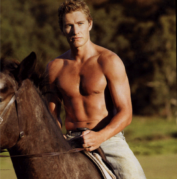 Hunky vet Dave (Brett Tucker) will not be riding into Lismore for the big do. Photo: Nine