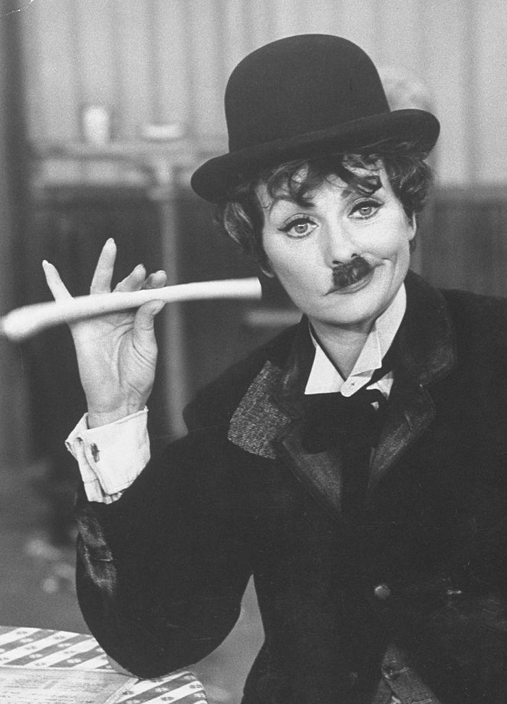 1962: Dressing up as Charlie Chaplin on her New Year's TV show