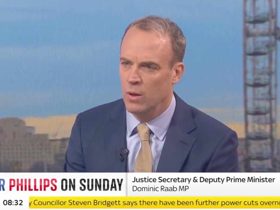 Raab speaks to Sky News presenter Trevor Phillips this morning (Sky News)