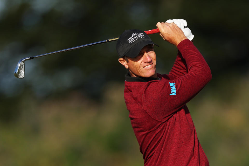 Nicolas Colsaerts of <a class="link " href="https://sports.yahoo.com/soccer/teams/belgium/" data-i13n="sec:content-canvas;subsec:anchor_text;elm:context_link" data-ylk="slk:Belgium;sec:content-canvas;subsec:anchor_text;elm:context_link;itc:0">Belgium</a> plays his second shot on the 10th hole during Day One of the Genesis Scottish Open at The Renaissance Club on July 13, 2023 in United Kingdom. (Photo by Andrew Redington/Getty Images)
