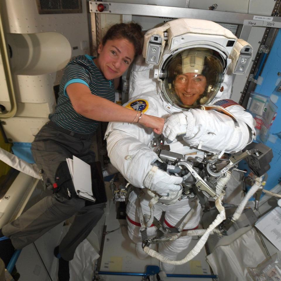 NASA astronauts Jessica Meir, left, and Christina Koch, right, have been tasked with replacing a faulty ISS power unit. It will mark the first all-female spacewalk.