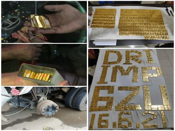 Gold biscuits that were seized form two people who were arrested by DRI