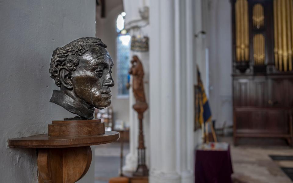 Bust of Conrad Noel, the 'Red Vicar' in Thaxted Church, Essex