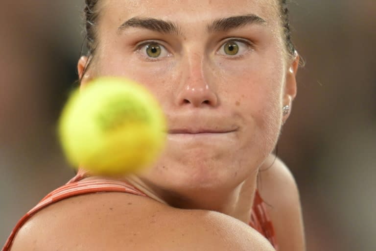 Aryna Sabalenka is targeting a seventh straight Grand Slam semi-final (Bertrand GUAY)