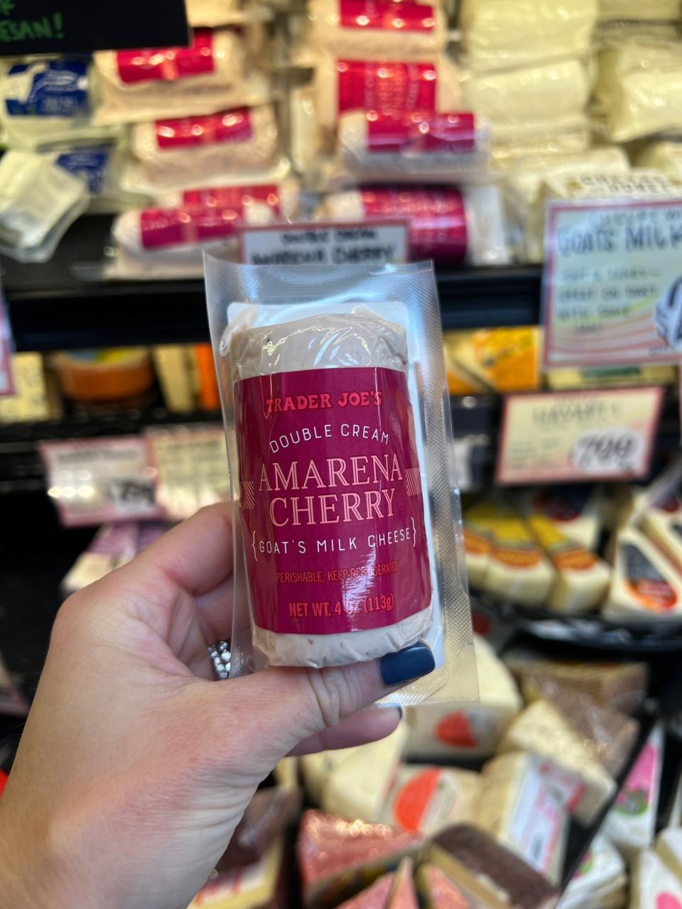 A package of Double Cream Amarena Cherry Goat's Milk Cheese