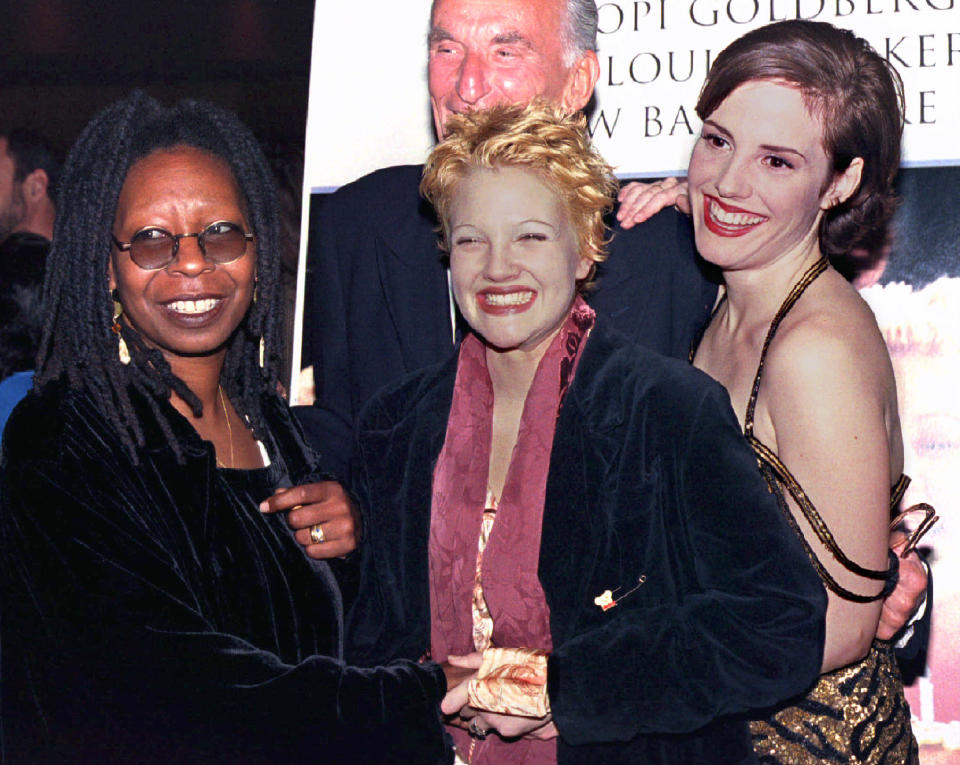 Stars of the new comedy film "Boys on the Side" (L-R) Whoopi Goldberg, Drew Barrymore and Mary-Louise Parker are shown at the film's premiere February 1 in Los Angeles. Herbert Ross, director of the film, is shown background