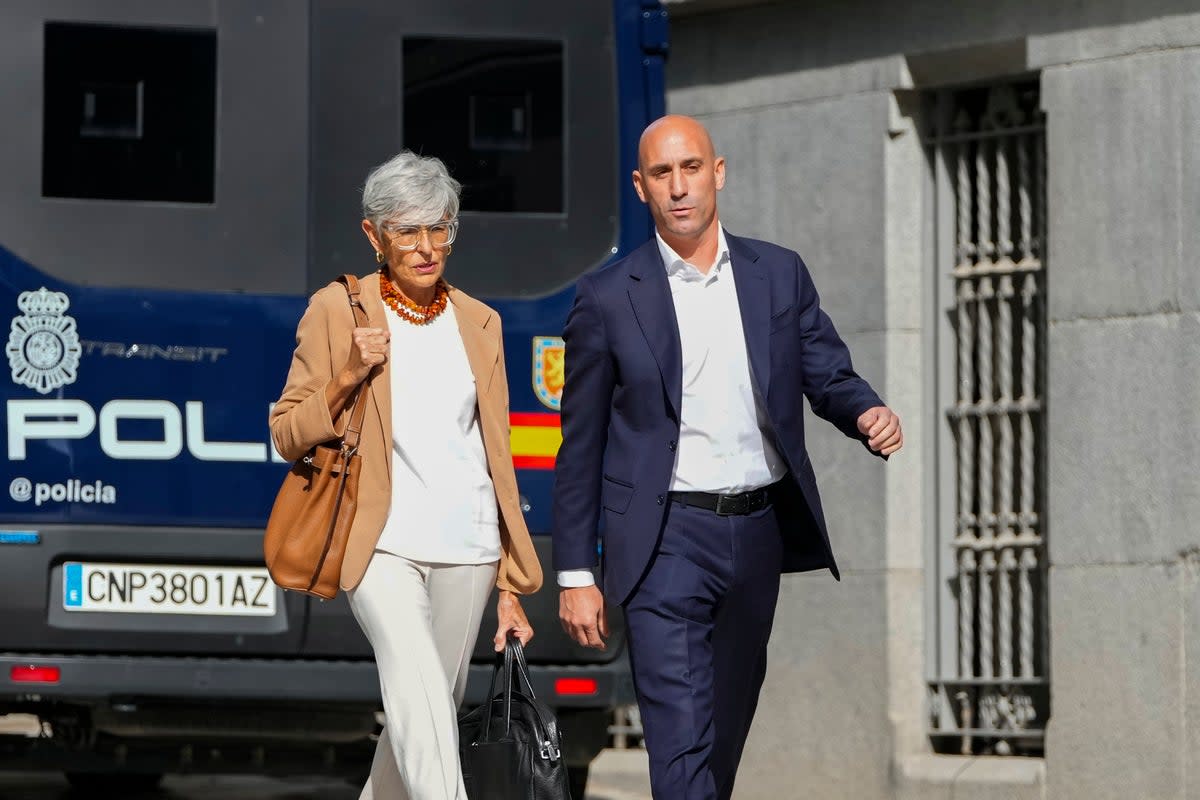 Rubiales arrives at the National Court in Madrid (AP)