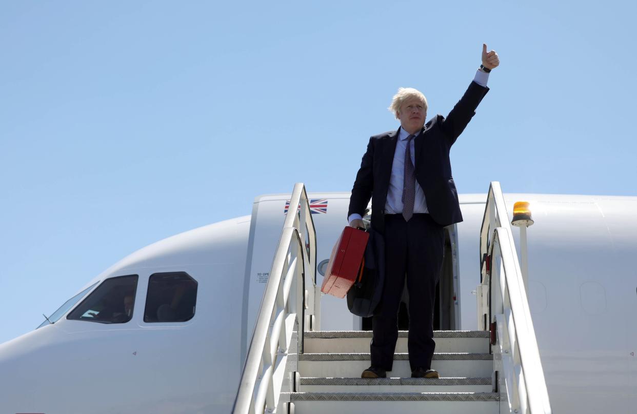 Boris Johnson stepping off a plane on Wednesday night in Cornwall (Boris Johnson)