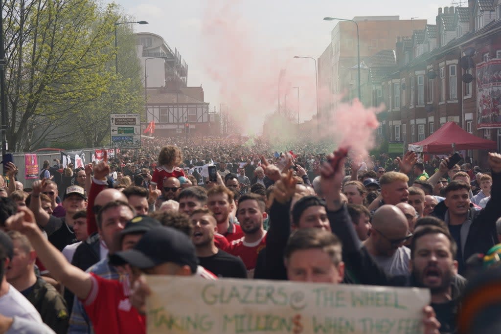 Manchester United fans protested on Saturday (Jacob King/PA) (PA Wire)