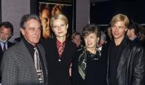 <p>Brad poses with his parents, William and Jane Pitt, and then-fiancée Gwyneth at the premiere of <em>The Devil's Own</em>. Brad and Gwyneth famously had the same haircut, which she later joked about. In January 2019, she <a href="https://www.instagram.com/p/BsOJtbcFZcn/?utm_source=ig_embed" rel="nofollow noopener" target="_blank" data-ylk="slk:commented;elm:context_link;itc:0;sec:content-canvas" class="link ">commented</a> on a story saying Brad likes to look like his girlfriends, saying, "Or we like to look like him, let's face it."<br></p>