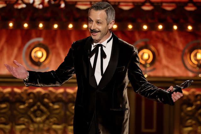 <p>Theo Wargo/Getty</p> Jeremy Strong at the Tony Awards