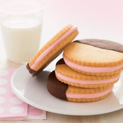 <p>Nothing says Valentine's Day like pink and red everything and chocolate, of course. These tasty treats cover all the bases. </p><p><em><a href="https://www.womansday.com/food-recipes/food-drinks/recipes/a21028/sweetheart-sandwich-cookies/" rel="nofollow noopener" target="_blank" data-ylk="slk:Get the Sweetheart Sandwich Cookies recipe.;elm:context_link;itc:0;sec:content-canvas" class="link ">Get the Sweetheart Sandwich Cookies recipe.</a></em></p>