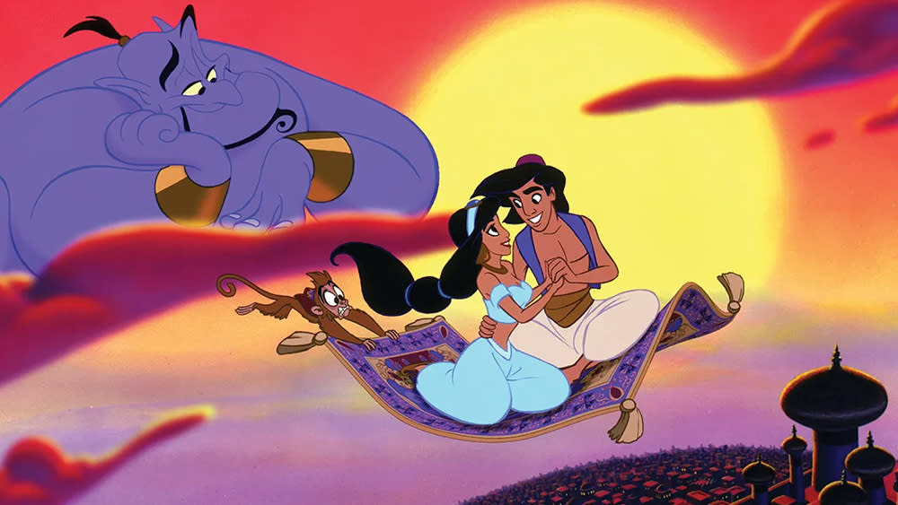  A scene from Disney's Aladdin showing red, blue and yellow colours. 