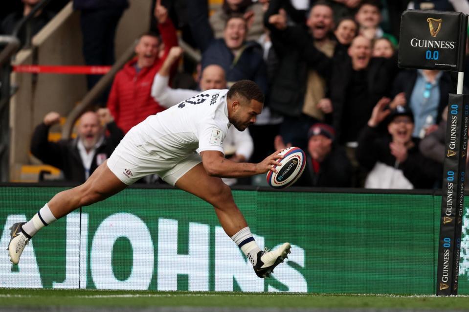 Ollie Lawrence registered an early try as England stated their attacking intent (Action Images via Reuters)