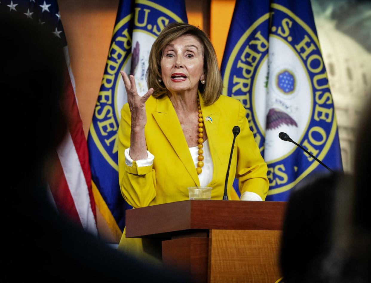 Will she visit Taiwan or not? Either way, China has made its views known. <a href="https://www.gettyimages.com/detail/news-photo/house-speaker-rep-nancy-pelosi-addresses-reporters-at-her-news-photo/1242046075?adppopup=true" rel="nofollow noopener" target="_blank" data-ylk="slk:Bill O'Leary/The Washington Post via Getty Images;elm:context_link;itc:0;sec:content-canvas" class="link ">Bill O'Leary/The Washington Post via Getty Images</a>