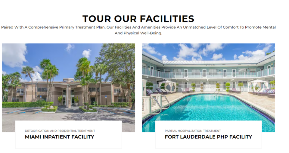 Evolutions Treatment Center’s website lists the Fort Lauderdale facility that went up in flames as being a “partial hospitalization treatment” center.