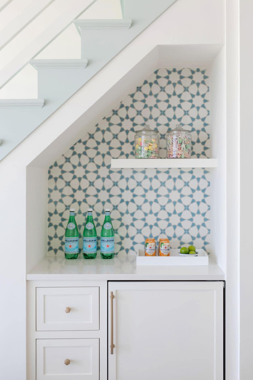 beverage station under the stairs