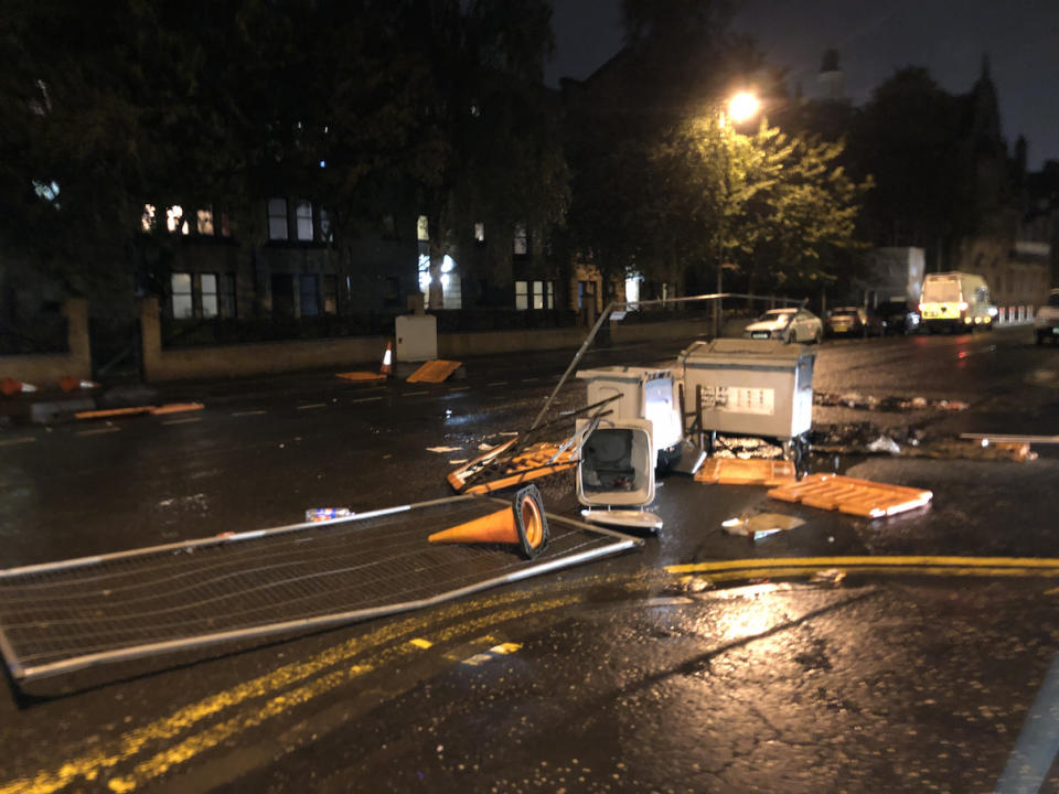 The aftermath of the trouble in Govan Road, Glasgow (Picture: PA)