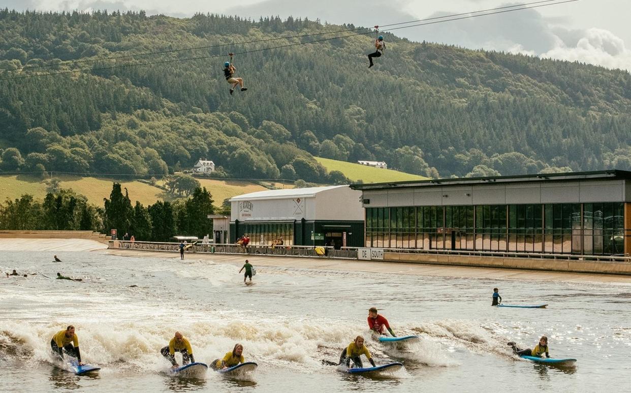 Adventure Parc Snowdonia, surfing in Wales, UK surfing holidays, UK surf hotels - In-land lagoon at Adventure Parc Snowdonia