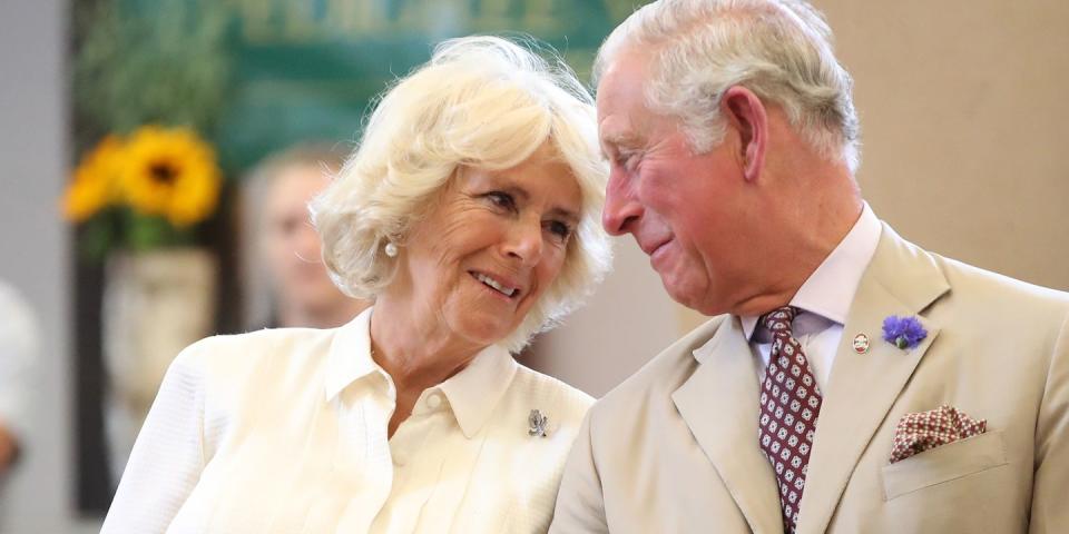 <p>Talking to Camilla at the reopening of The Strand Hall in Wales. </p>
