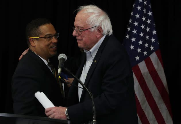 Ellison (left) is a close ally of independent Sen. Bernie Sanders of Vermont. Ellison's supporters fear what his defeat could mean for the standing of the progressive wing of the Democratic Party. (Photo: Alex Wong/Getty Images)
