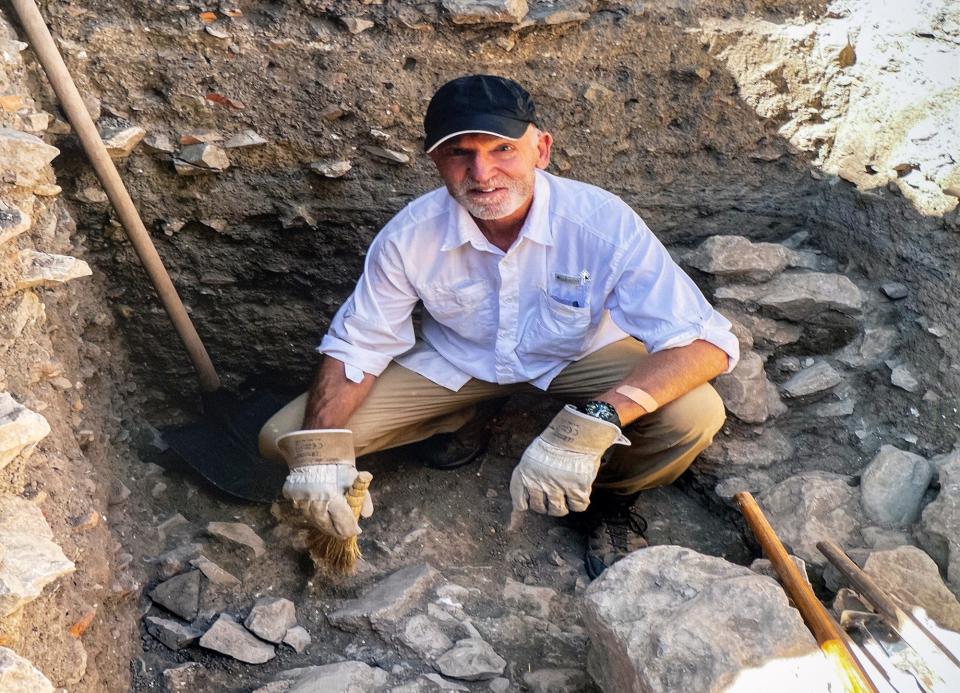 Joe Wagman on a dig in Lamia, Greece. He has spent his retirement participating in archeological digs, unearthing the mysteries of the ancient world.