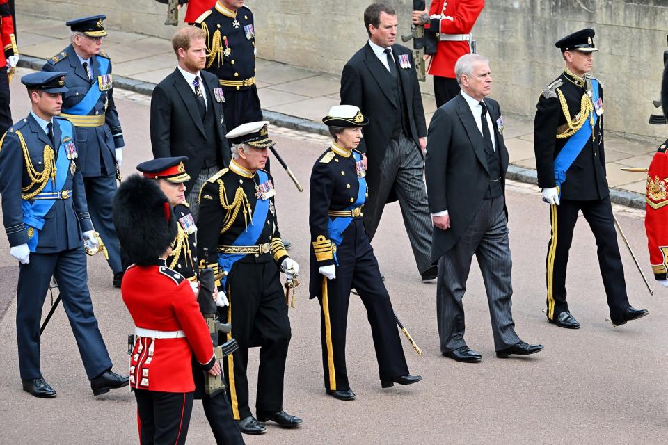 King Charles III, Princess Anne, Princess Royal, Prince Andrew, Duke of York, Prince Edward, Earl of Wessex