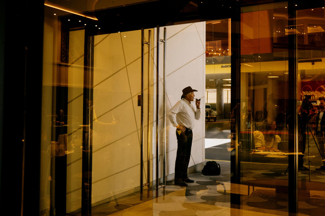 An attendee at the CSPOA conference takes a break. (Mark Abramson for NBC News)