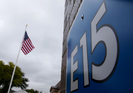 FILE PHOTO: A sign advertising E15, a gasoline with 15 percent of ethanol, is seen at a gas station in Clive, Iowa, United States, May 17, 2015. REUTERS/Jim Young/File Photo