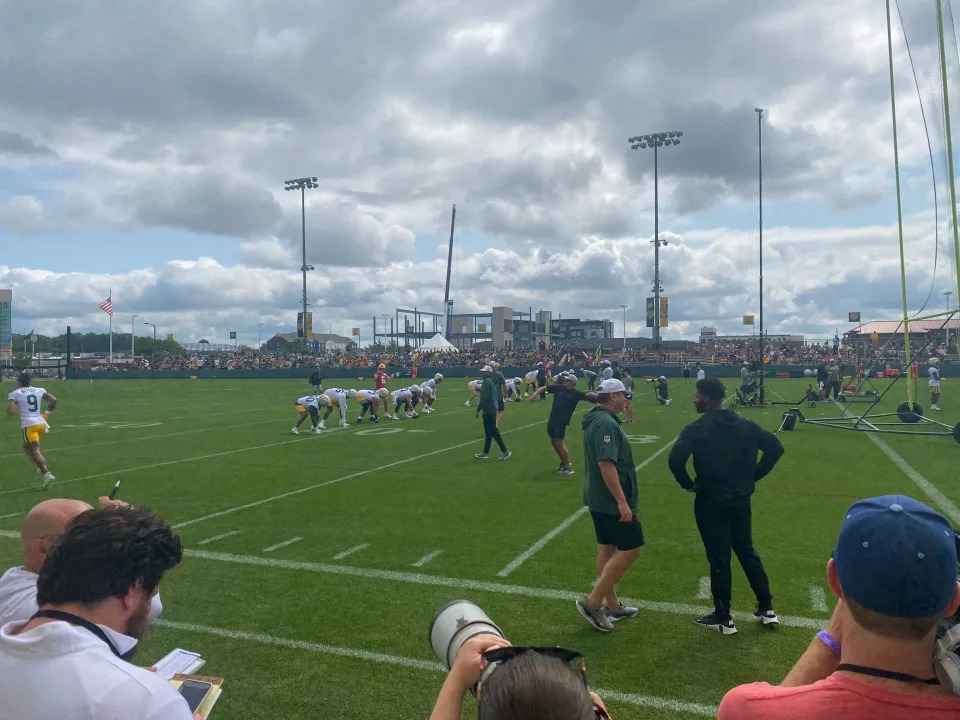 The Green Bay Packers are holding their third practice of the 2024 training camp schedule on Wednesday, July 24, 2024. Packers backup quarterback Sean Clifford is leading the offense with Jordan Love not practicing again amid contract negotiations.