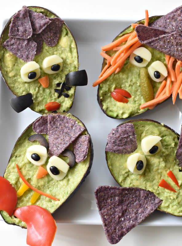 <p>Fork and Beans</p><p>Scare up some dipping fun.</p><p><strong>Get the recipe: <a href="http://www.forkandbeans.com/2016/09/20/halloween-guacamonsters/" rel="nofollow noopener" target="_blank" data-ylk="slk:Halloween GuacaMonsters;elm:context_link;itc:0;sec:content-canvas" class="link rapid-noclick-resp">Halloween GuacaMonsters</a></strong></p>