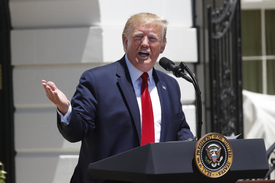 Trump on Monday said he has no regrets about telling a group of predominantly U.S.-born congresswomen to &ldquo;go back&rdquo; to the countries they came from. (Photo: ASSOCIATED PRESS)
