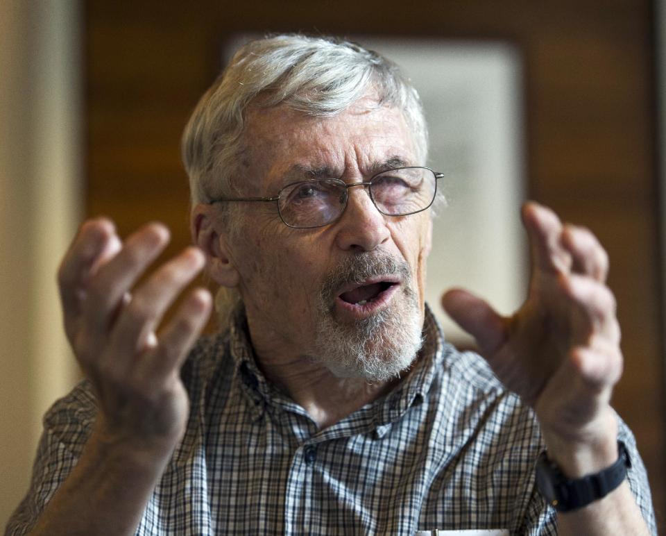 Retired physician David Hilfiker, of Washington, talks about his life with Aalzheimer's at the National Press Club in Washington, Thursday, Sept. 19, 2013. Hilfiker, was diagnosed in September 2012, and has been writing about the experience of losing his mental capacity in his blog "Watching the Lights Go Out." Nearly half of all seniors who need some form of long-term care, from help at home to full-time care in a facility, have dementia, the World Alzheimer Report said Thursday. (AP Photo/Cliff Owen)